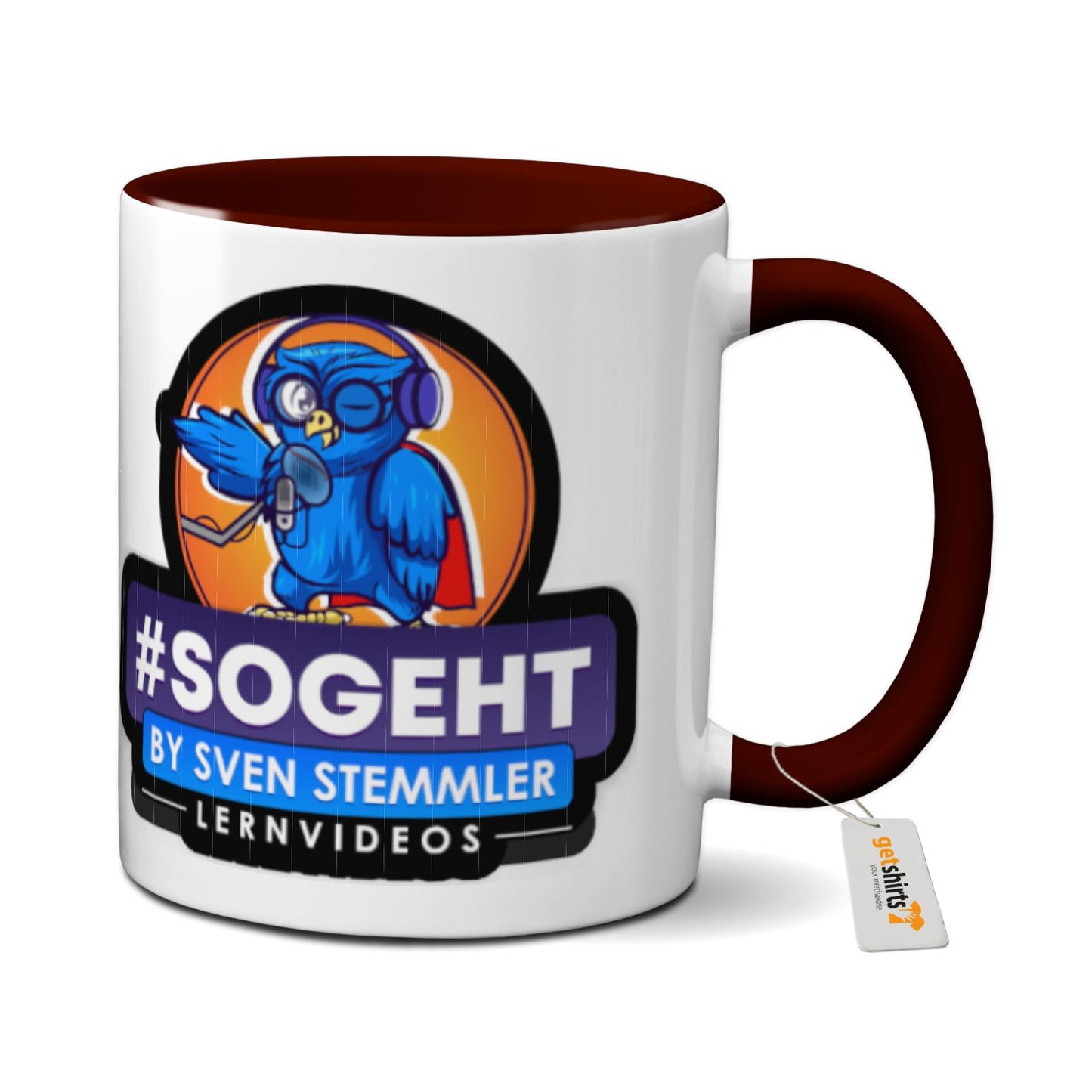 Tasse farbig - Logo mit schwarzem Rand