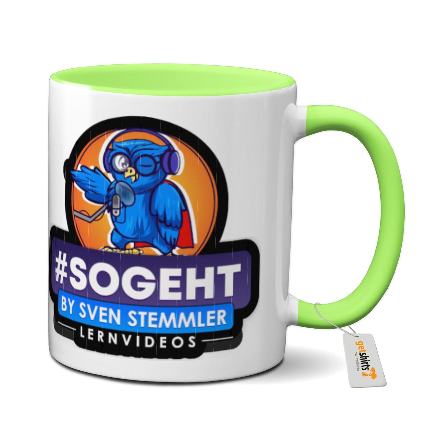 Tasse farbig - Logo mit schwarzem Rand