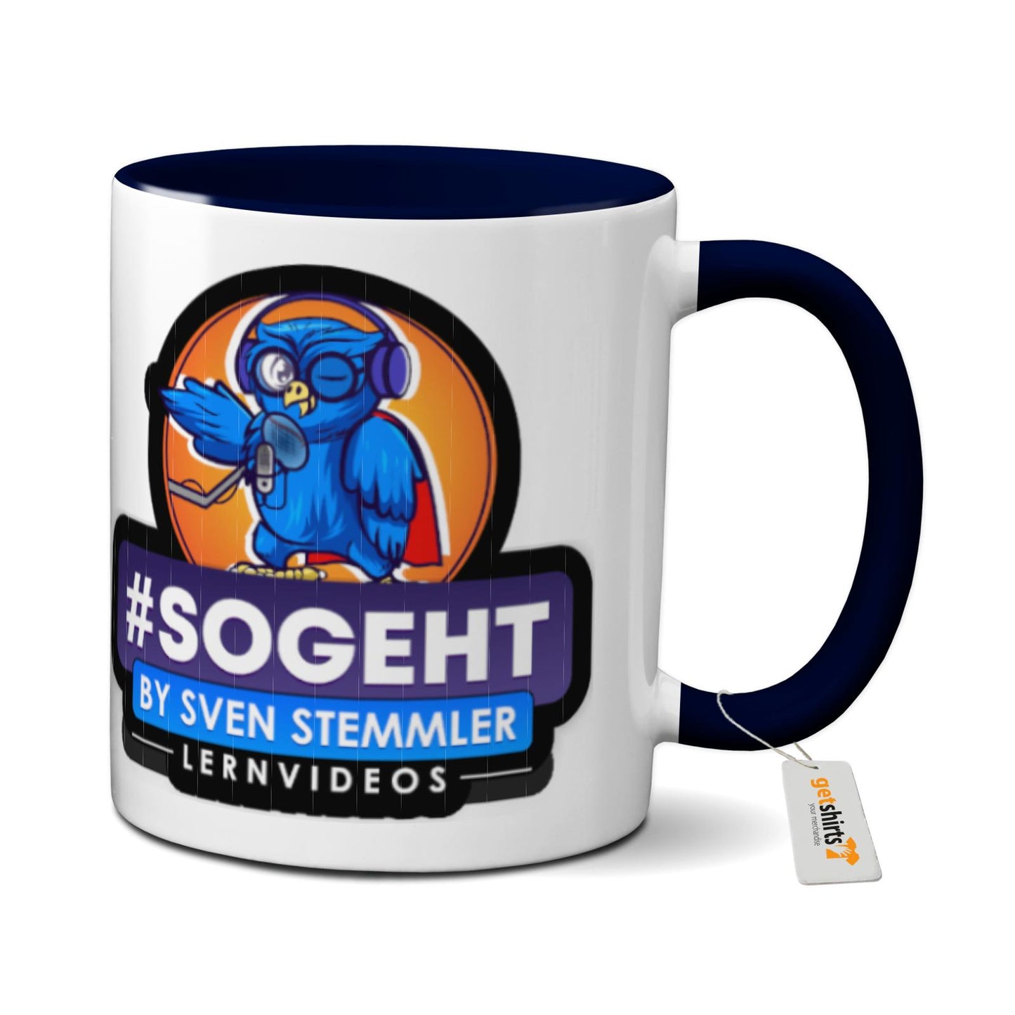 Tasse farbig - Logo mit schwarzem Rand