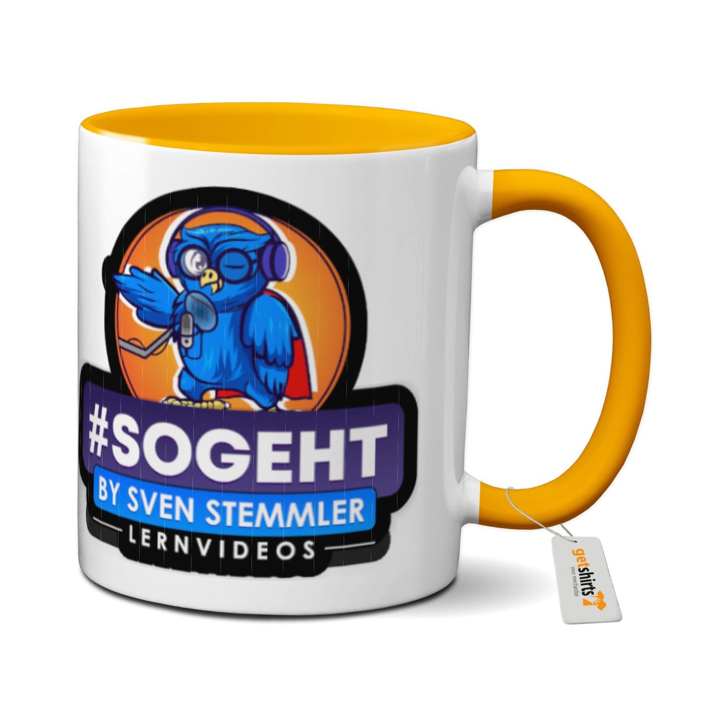 Tasse farbig - Logo mit schwarzem Rand