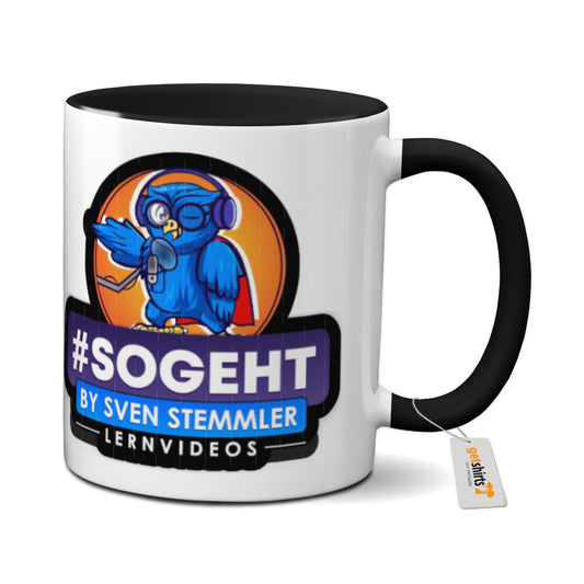 Tasse farbig - Logo mit schwarzem Rand